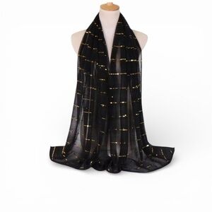 Elegant Black and Gold Scarf NWT